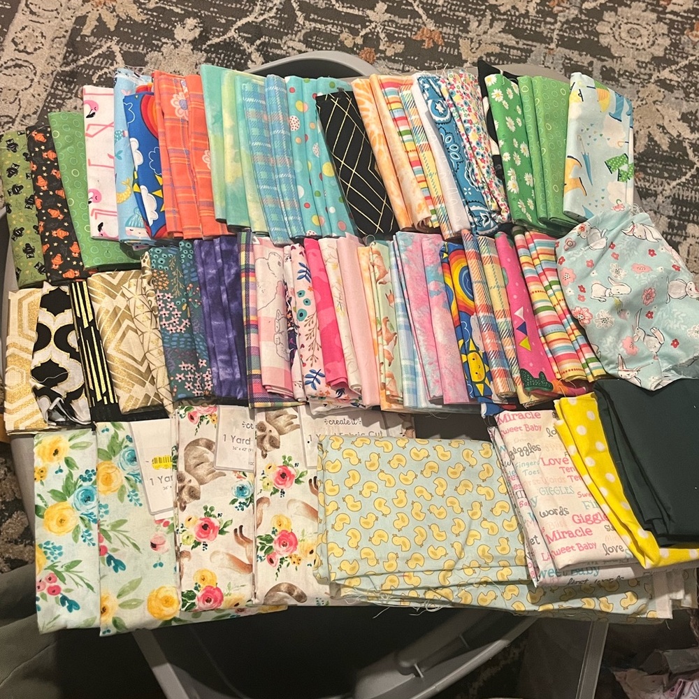 Big lot of fat quarters and yards of fabric for quilting sewing crafts fashion
